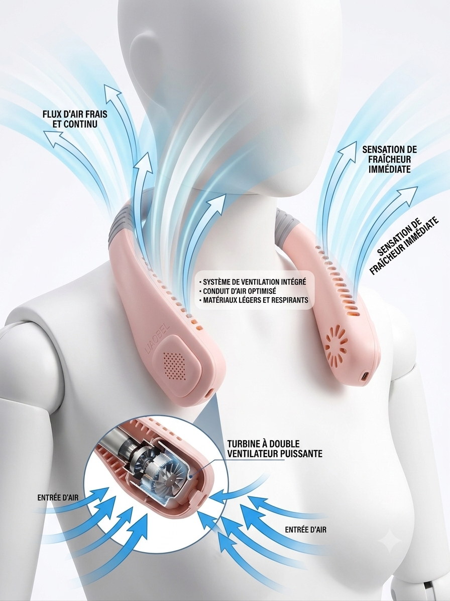 VENTILATEUR DE COU PORTABLE ROSE
